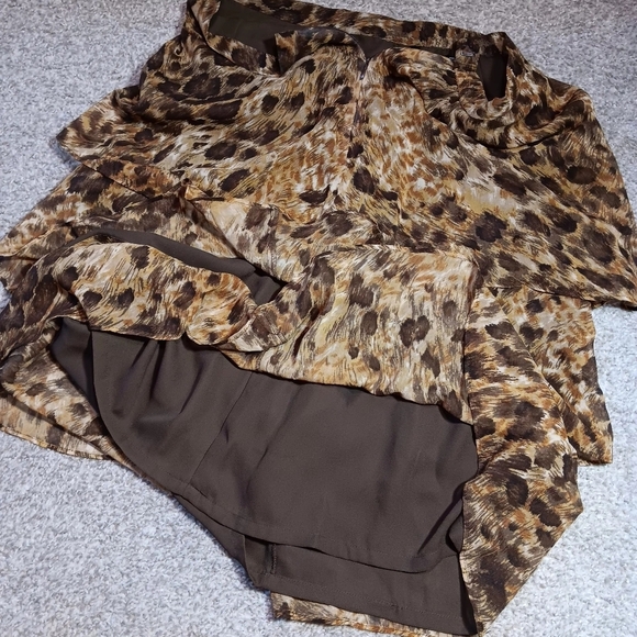 Vintage Leopard Print Skirt Women's 12 100% Silk Tiered Animal Print - Picture 8 of 9
